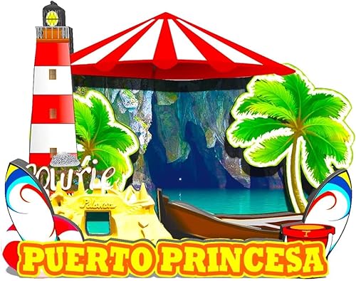 Imán de madera para nevera de Puerto Princesa de Filipinas Monumentos 3D Viajes Coleccionables Recuerdos Decoración Hecho a Mano -601