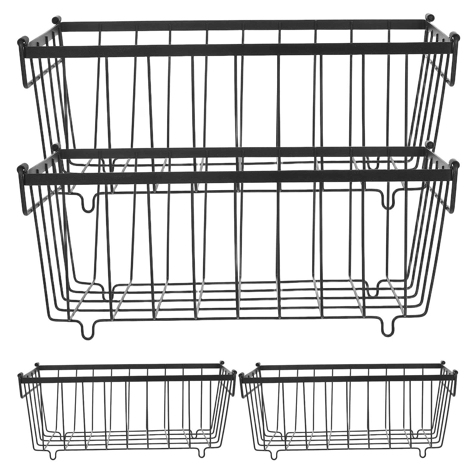 Operitacx 4 Stück Kühlschrank Organizer aus Schwarzem Eisen mit Ergonomischen Griffen zur Verbesserten Lebensmittelaufbewahrung in Küche und Gefriertruhe