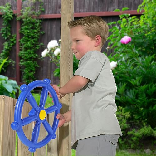 Miniatura 5 de RedSwing Accesorios para el patio trasero, juego de columpio pirata de plástico con rueda de barco, telescopio, teléfono, soportes de escalada en