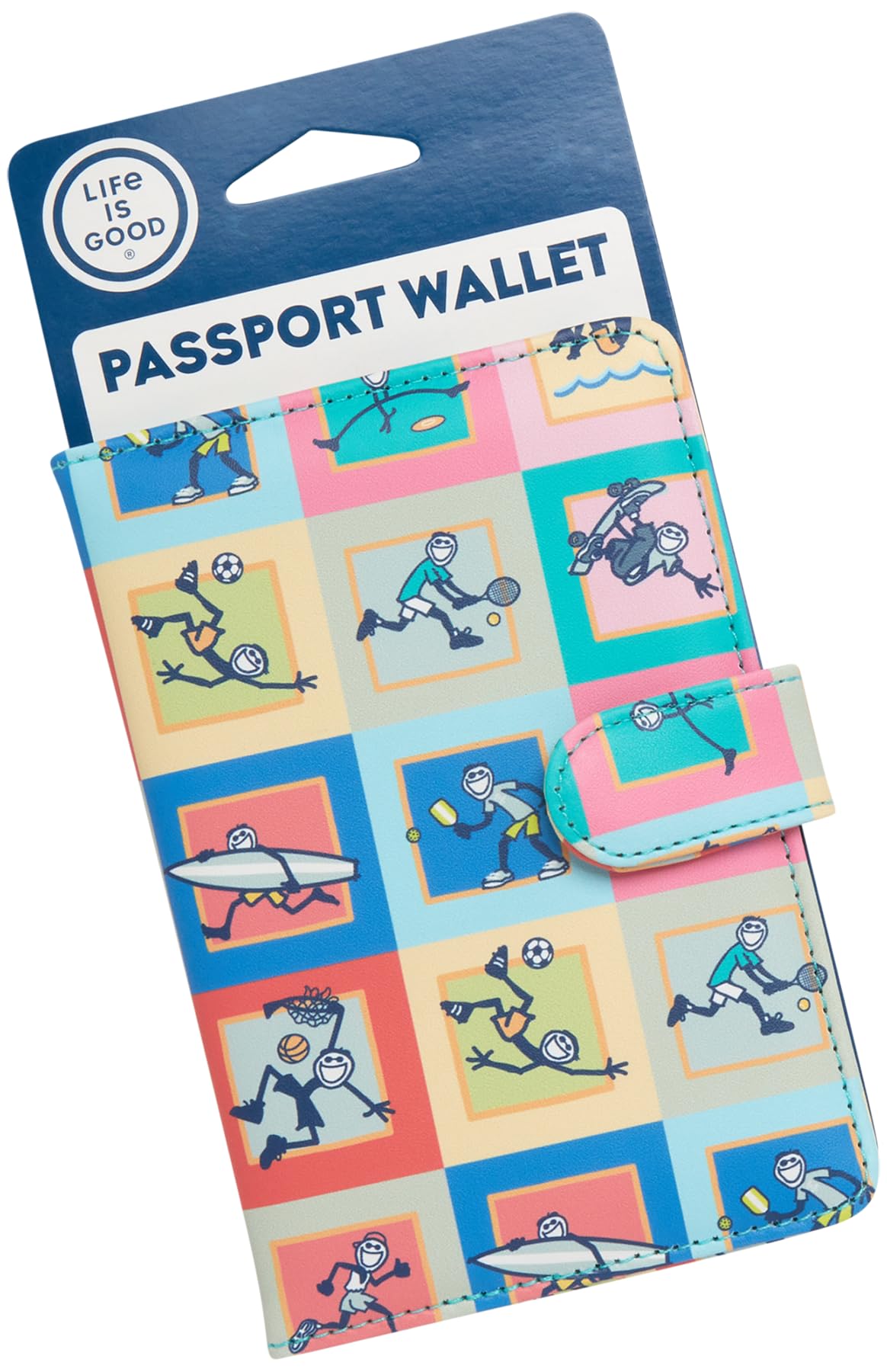 Life is Good Funda para pasaporte de viaje, billetera antirrobo con ranuras interiores para tarjetas con cierre magnético, Practicar deportes, One Size, Funda para pasaporte
