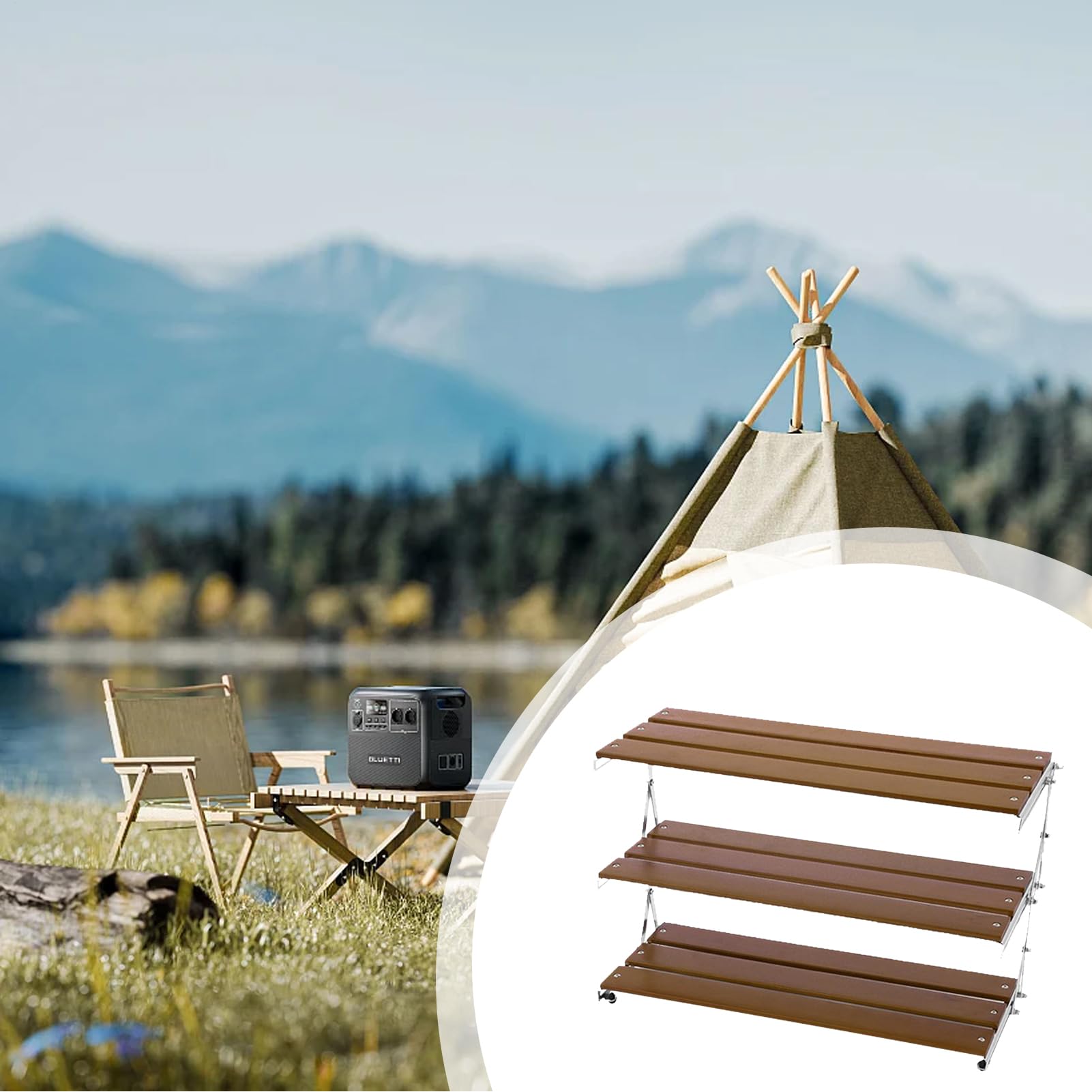 Pieghevole a 3, robusta mensola da campeggio Ga Home Storage