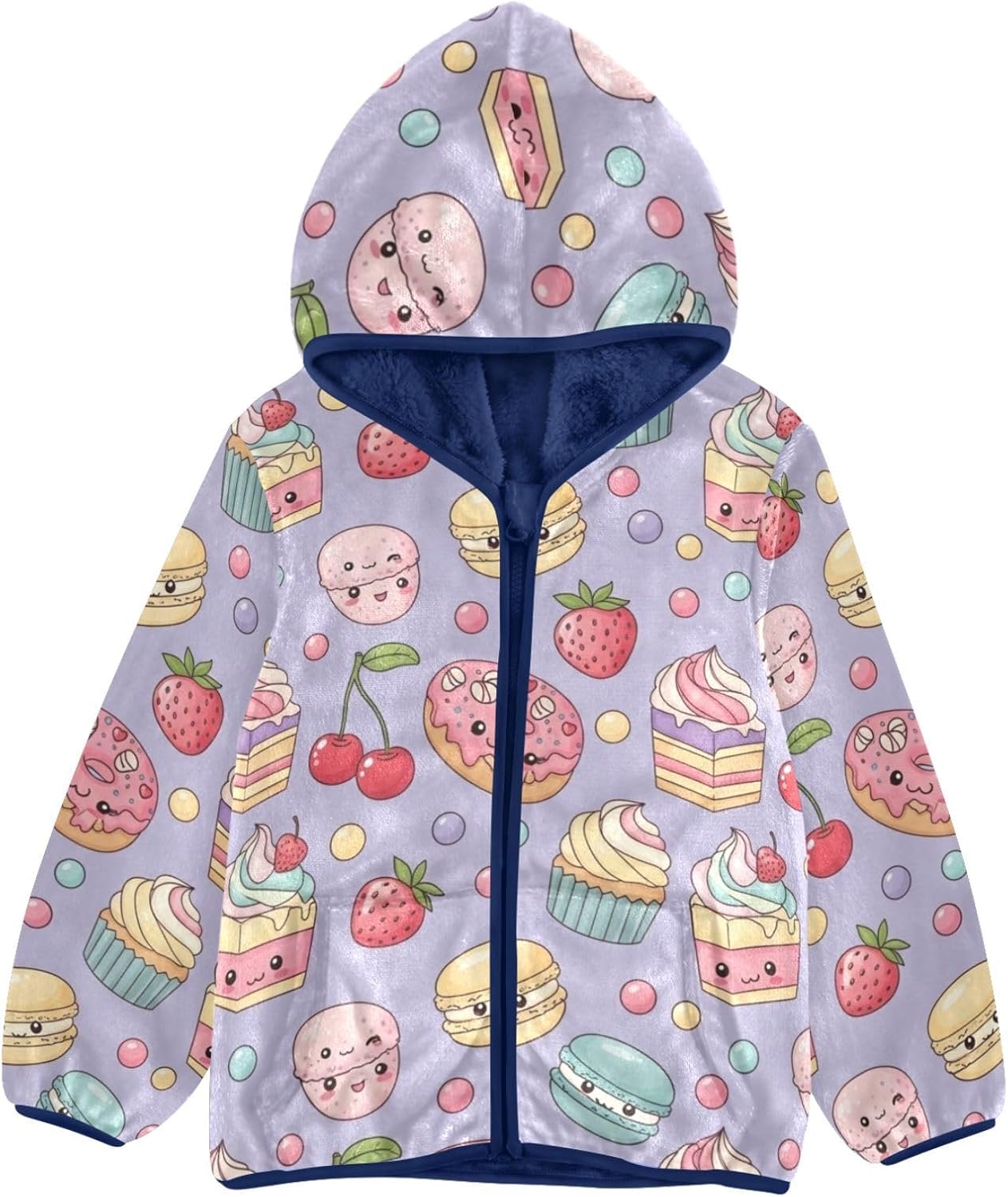 GuoChe Sweet Desserts Pattern Light Jackets Toddler Children Plush Coat