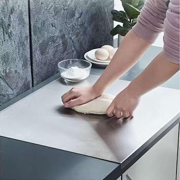 Stainless Steel Cutting Board, 15.7 x 11.8 Inch, Kitchen Counter Lip Design with Silicone Mat 15.7 x 11.8 inches 40 x 30 cm