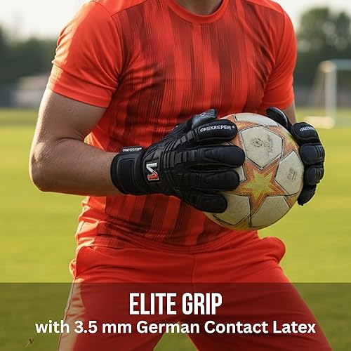 Miniatura 2 de Guantes de portero de nivel profesional sólido blanco o negro para niños, jóvenes y adultos, guantes de portero de fútbol GK  Látex de contacto de