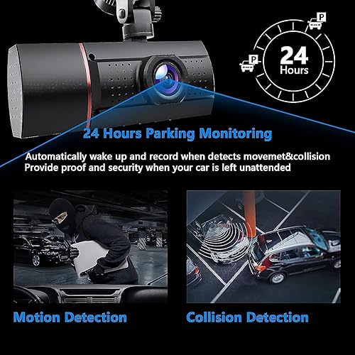 Miniatura 6 de Cámara de tablero de 3 canales frontal y trasera en el interior, cámara de tablero de 1080P para automóviles, cámara triple triple para automóvil