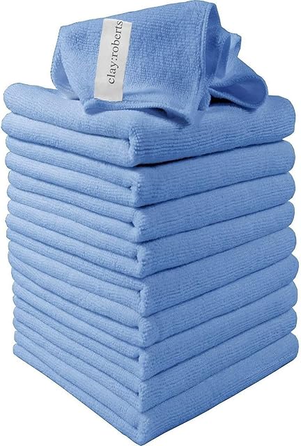 Clay Roberts Microfibre Cleaning Cloths, 40cm x 30cm - Pack of 10, Machine Washable, Polishing, Waxing & Dusting Cloth, Lint-Free, Scratch-Free
