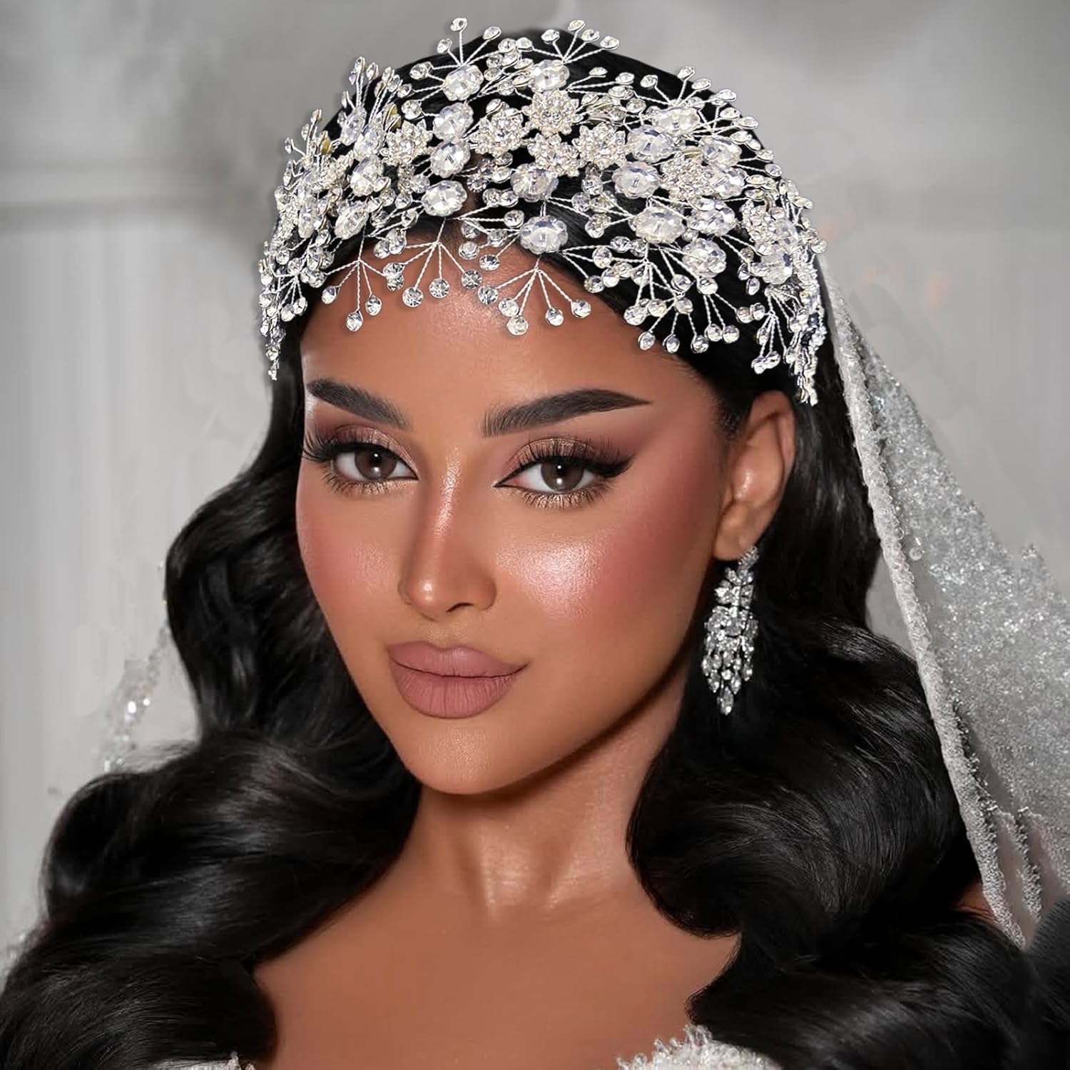 Wedding Headpiece for Bride, Bridal Hair Accessories Wedding Hair Pieces for Brides(Silver)