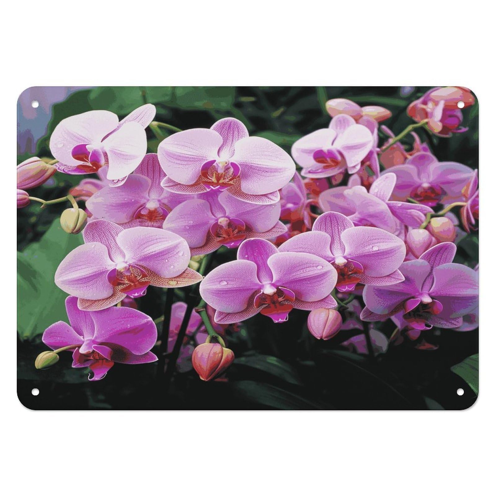 Fekiloot Style Orchids Wall Decor Iron Painting Metal Sign