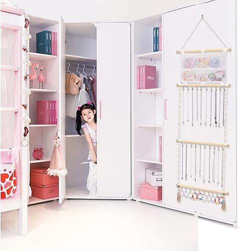 Miniatura 6 de Organizador de joyas colgante de macramé con 30 ganchos montado en la pared, colgador de joyas sobre la puerta, estante para collares con borla para