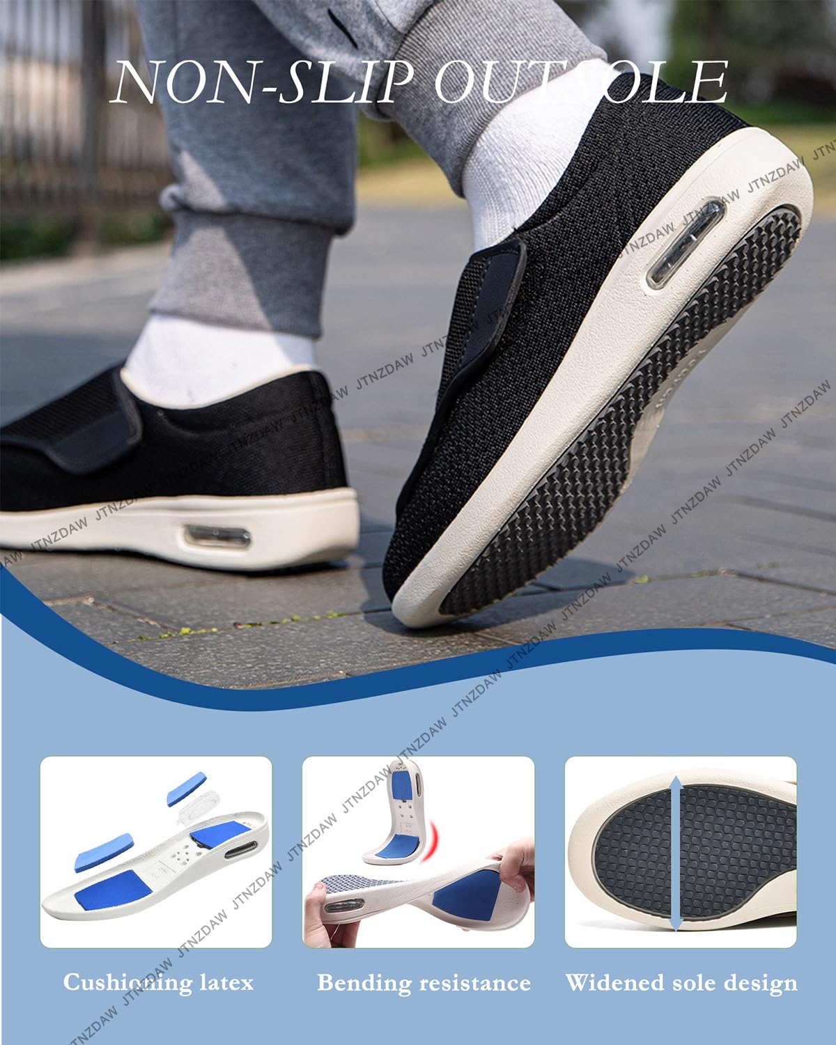 Scarpe Memory Foam Uomo Sanitarie Diabetici Comode Anziani Scarpe per Piedi Gonfi Scarpa per Fascite Plantare