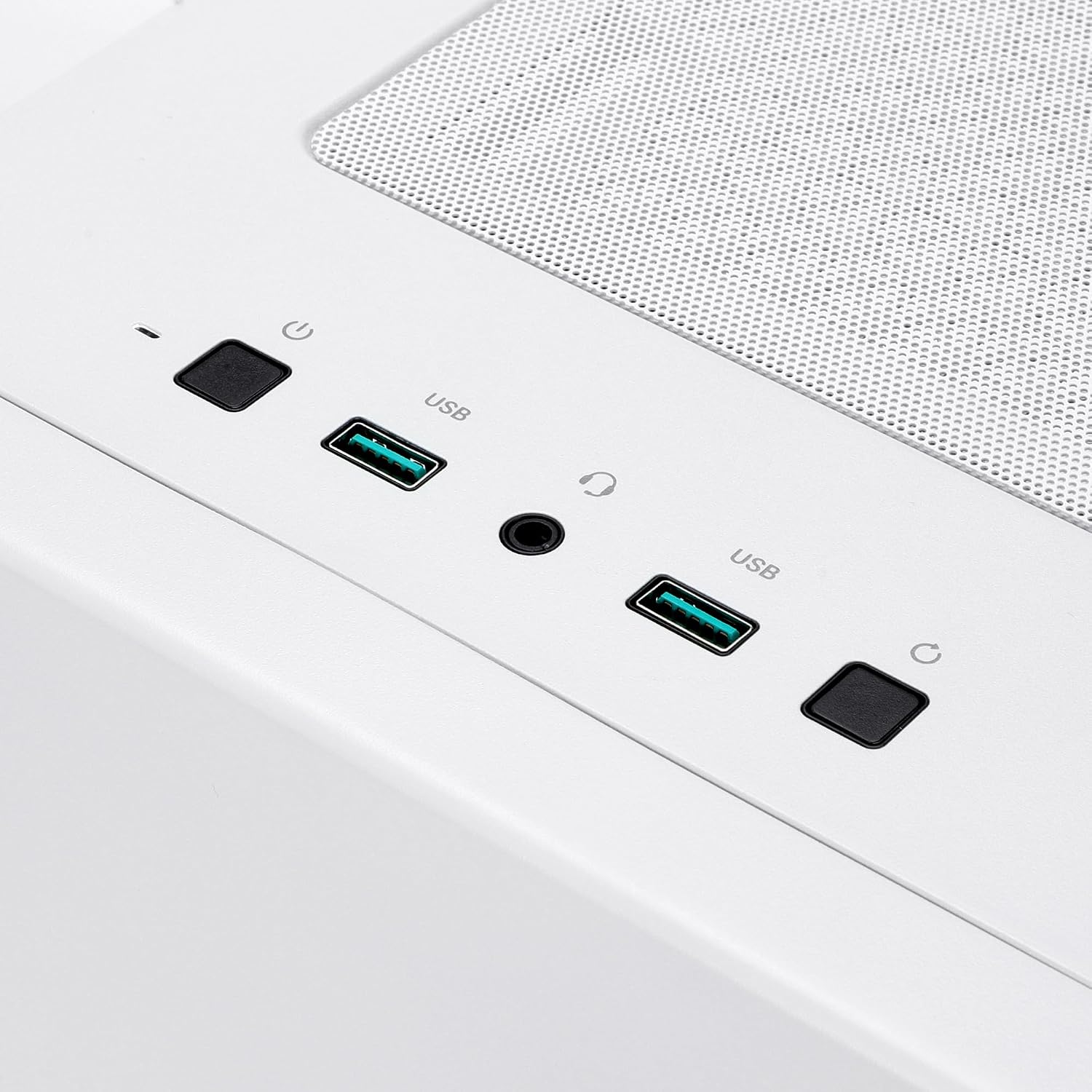 Top panel of ARMOURY Scout A-150 Gaming PC showing USB and audio ports