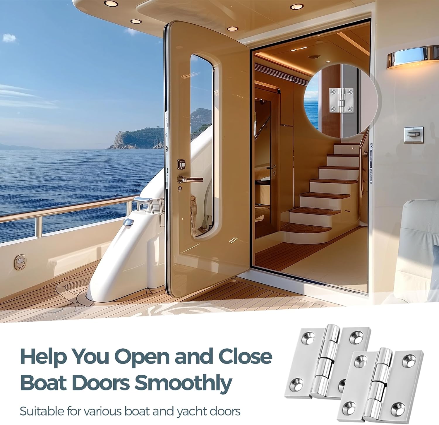 Yeesport 4 PCS Boat Hinges, Stainless Steel Marine Grade, 2 x 2 Inches, No Noise Smooth Heavy Duty 316 Stainless Steel Hinges with Screws