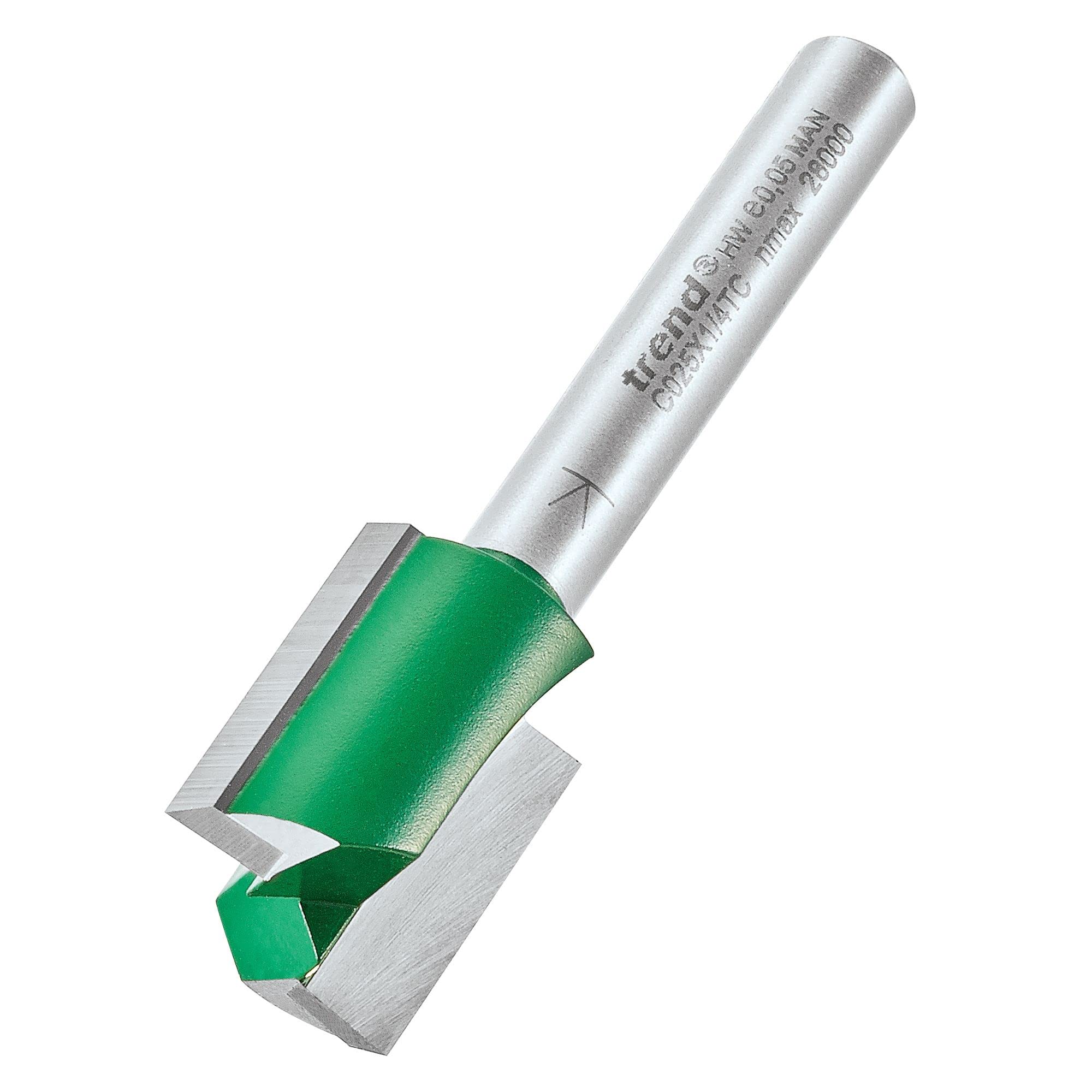 Trend 2-Flute Straight Craft Pro Router Cutter 1/4" Shank 15.9Mm X 19.1Mm