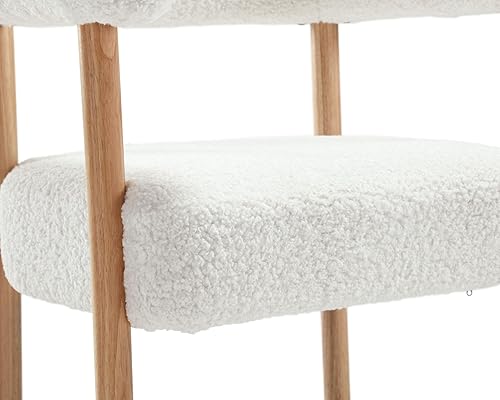 Miniatura 8 de VESCASA Upholstered Dining Chairs with Natural Wood Legs, Sherpa Fleece Mid-Century Modern Dining Chairs with Curve Padded Open Back for Dining