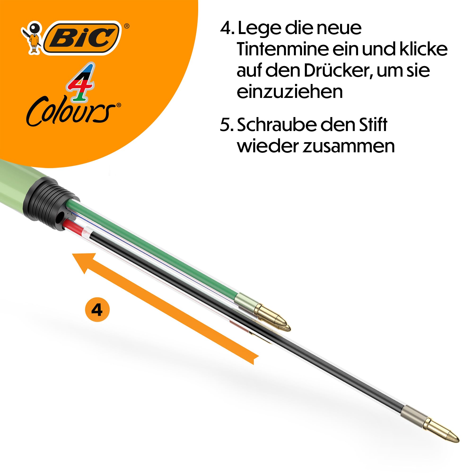 BIC Długopisy kulkowe w kolorze mineralnym, 4 kolory, średnia końcówka (1,00 mm) – różne kolory beczkowe, 5 sztuk