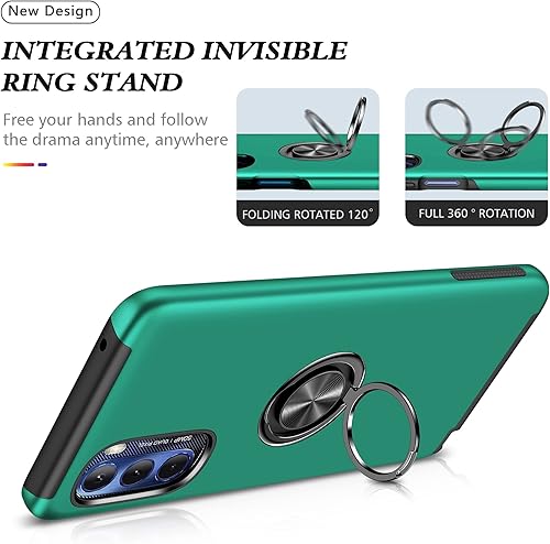 Miniatura 5 de AKINIK Funda para Moto G Stylus 5G 2022 con película nano a prueba de explosiones, paquete de 2, funda invisible de grado militar (verde)