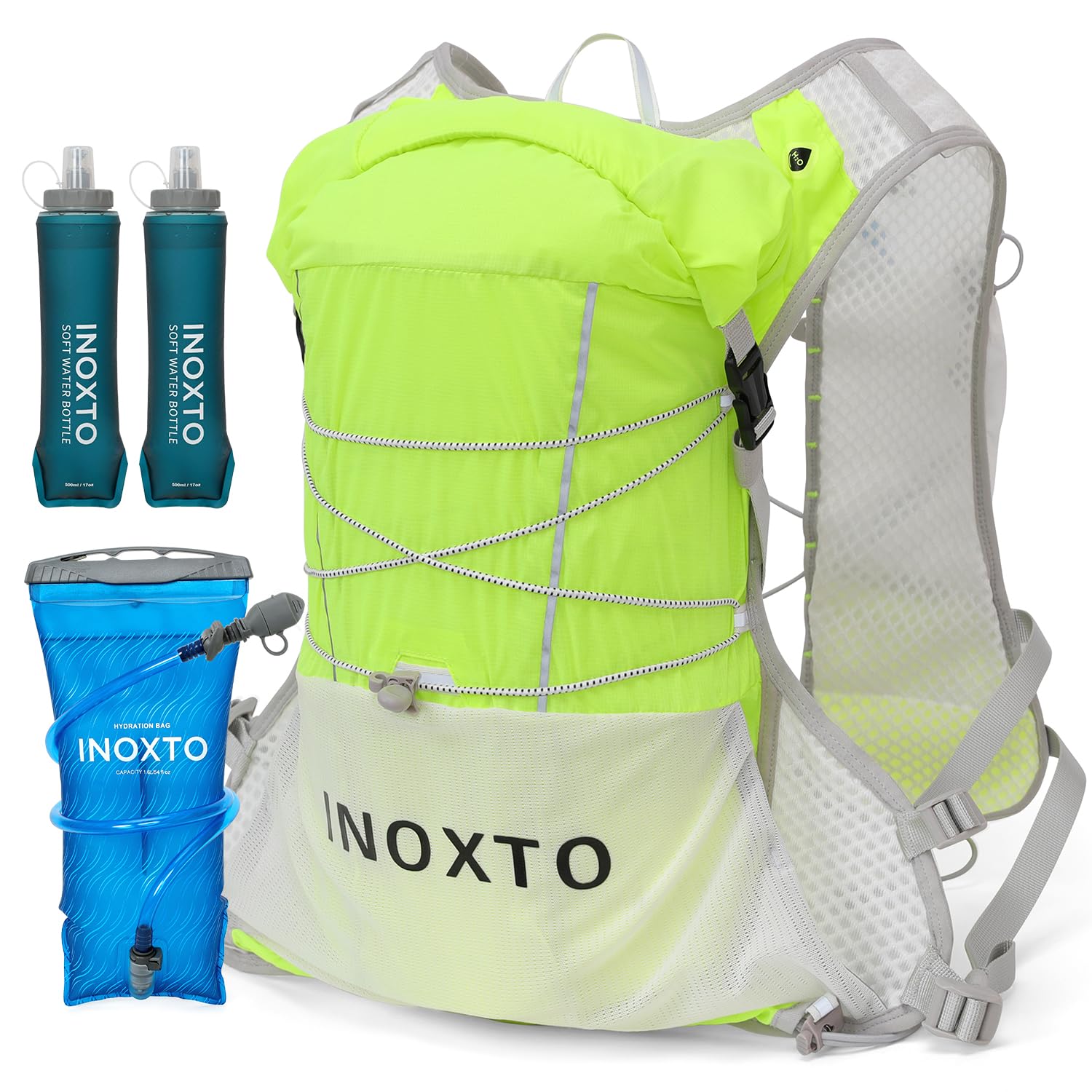 IX INOXTO Trinkweste, Rucksack, leichter Wasserrucksack mit 1,6 l Wasserblase, Tagesrucksack für Damen und Herren, verstellbare Laufweste, für Trailrunning, Wandern, Radfahren, Rennen, Marathon
