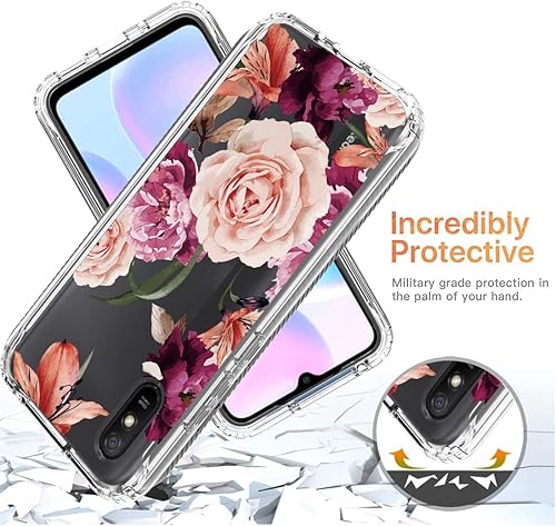 Miniatura 7 de Funda para Redmi 9A M2006C3LGRedmi 9i M2006C3LII con protector de pantalla de vidrio templado, diseño floral a prueba de golpes, carcasa protectora