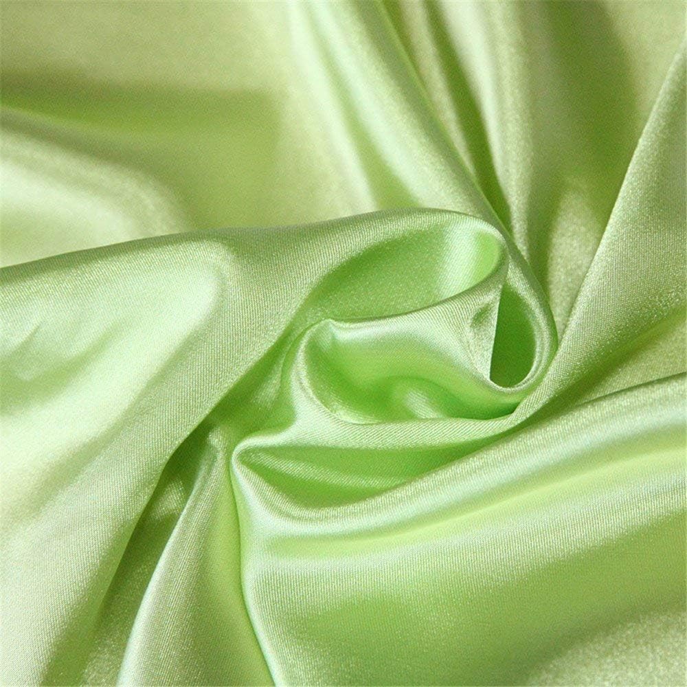 Satin Luxurious & Hotel Quality 4 Pcs (1 Flat + 1 Fitted + 2 Pillow) Sheet Set 100% Pure Silk Solid Color Soft Silky Free Fitted Sheet Straps Fit Up to 12 "Deep Pocket (King, Fruit Green)