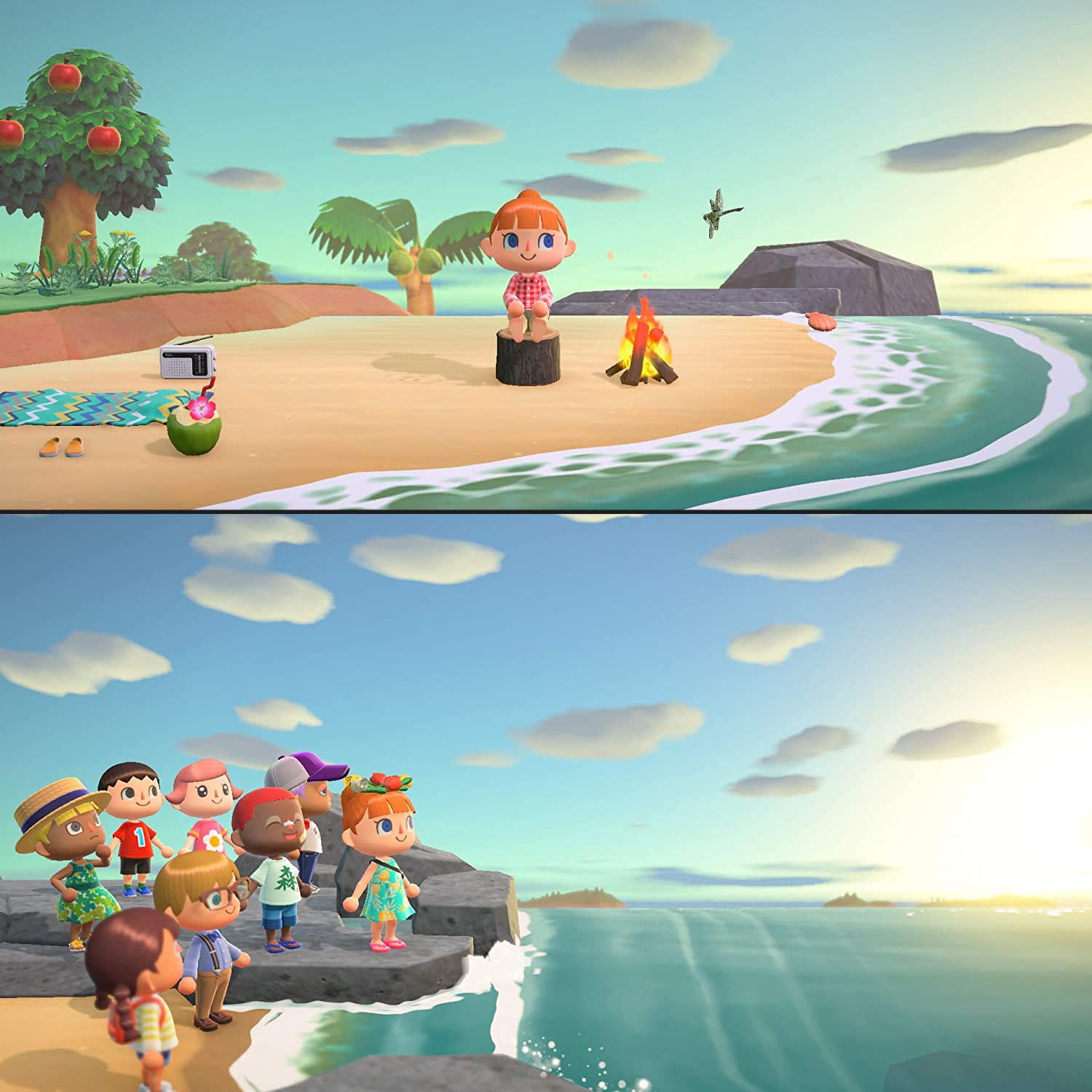 Animal Crossing: New Horizons – Nintendo Switch con PremGear 4 diversi colori Thumb Grips (confezione da 8), 24 slot porta carte da gioco e panno di pulizia
