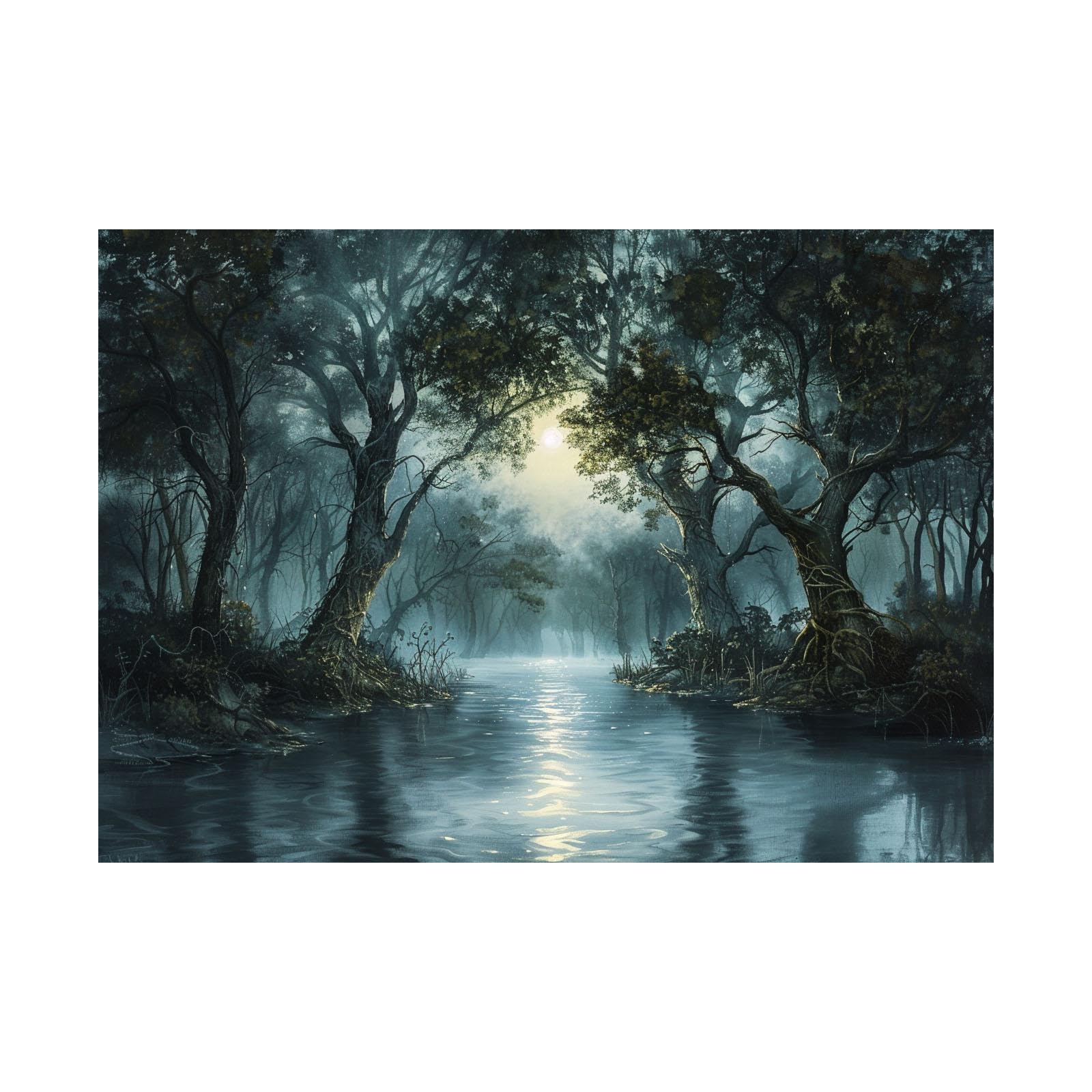 Impression sur toile paysage de lac forestier WODJEM déco murale 70x100cm - 7