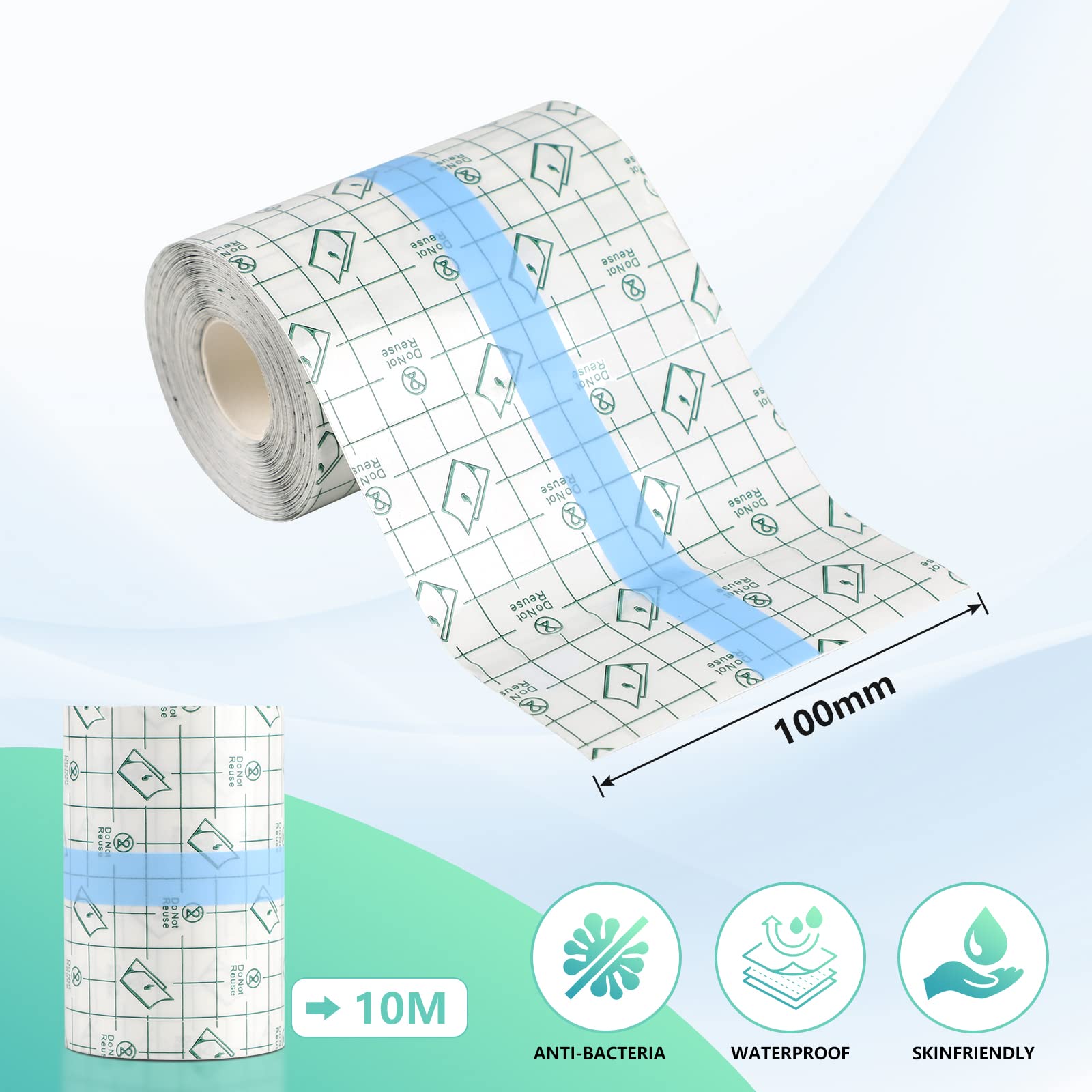 EFUTURETIME Vendaje Transparente Impermeable Saniderm Cinta Adhesiva Médica Tattoo Protection Film 10cm*10m