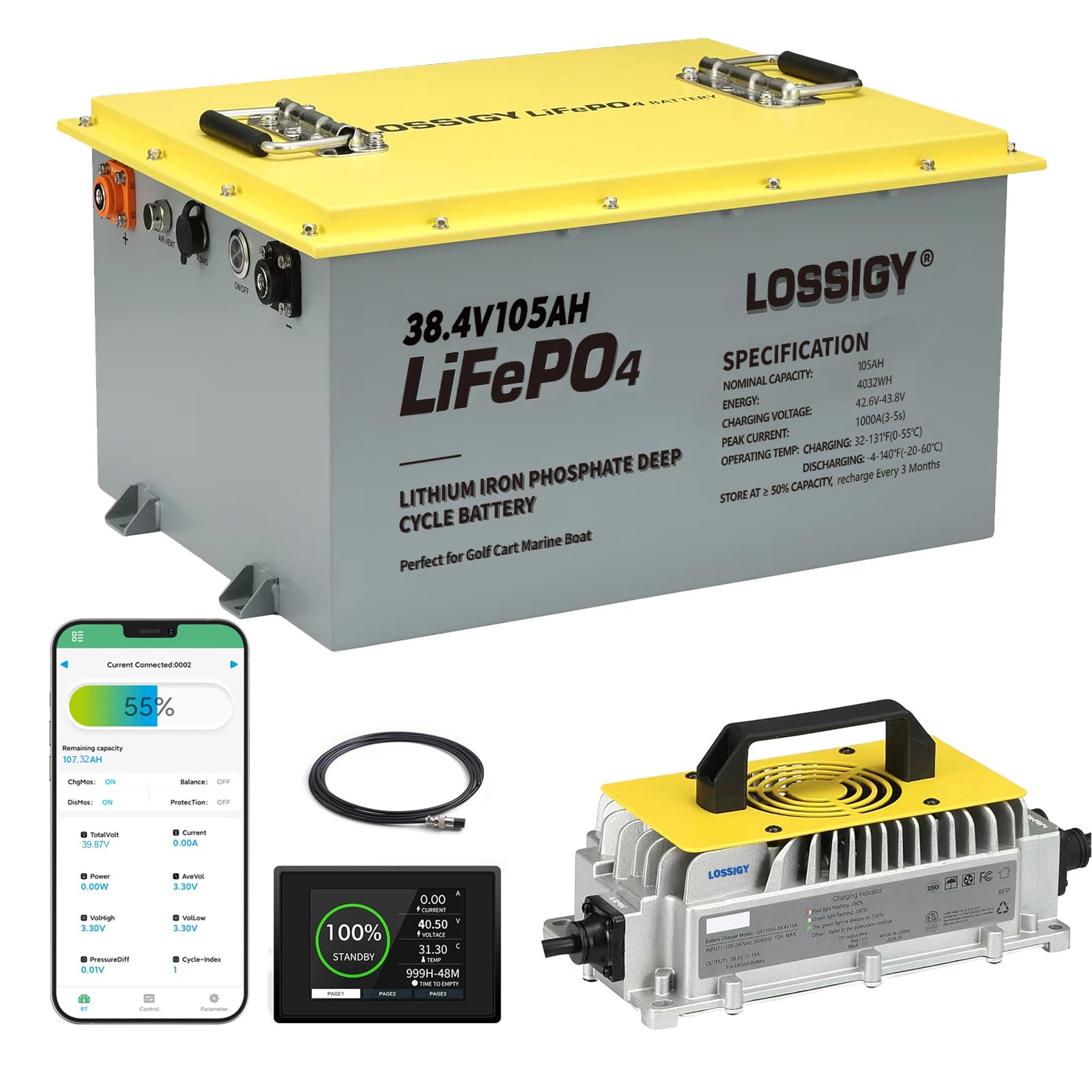 LOSSIGY 36V 105Ah Lithium Battery Kit