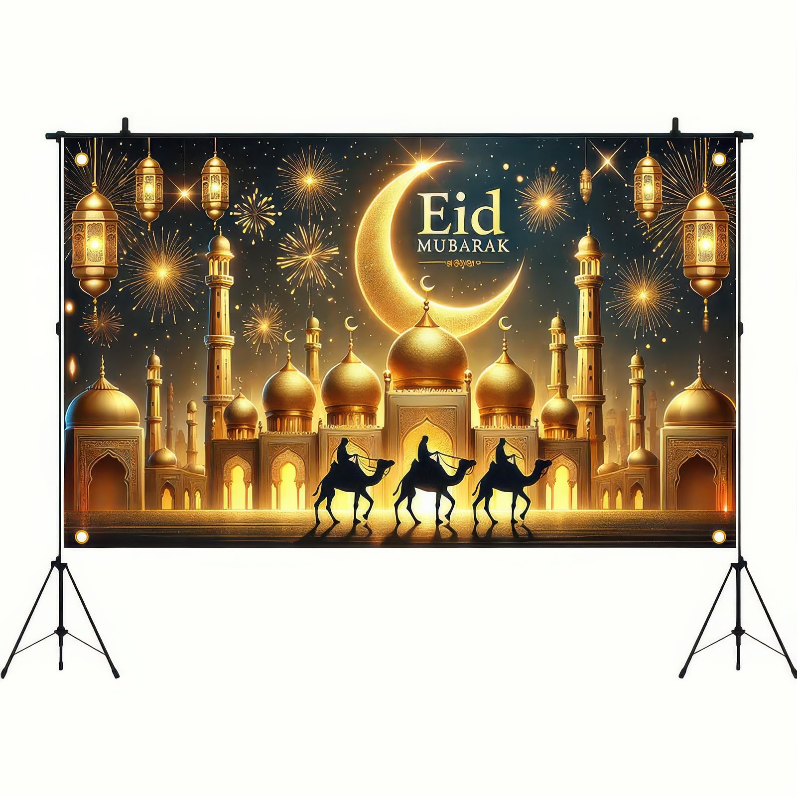 BlissYard Ramadan Mubarak Banner 71 X 43 Inch Ramadan Mubarak Party Backdrop Banner Muslim EID Mubarak Photo Booth Prop Photography Background Home