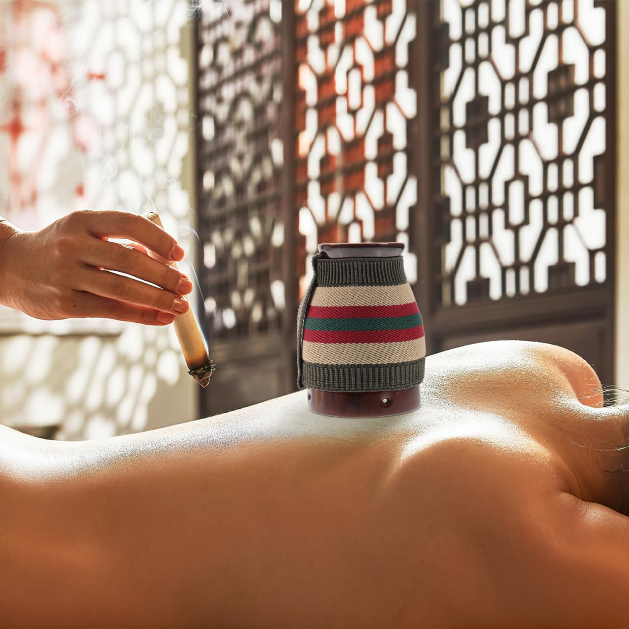 HOMSFOU Boîte à gratter en verre de moxibustion Outil Spa Moxa Stick Je roule Bâton de Moxibustion Céramique