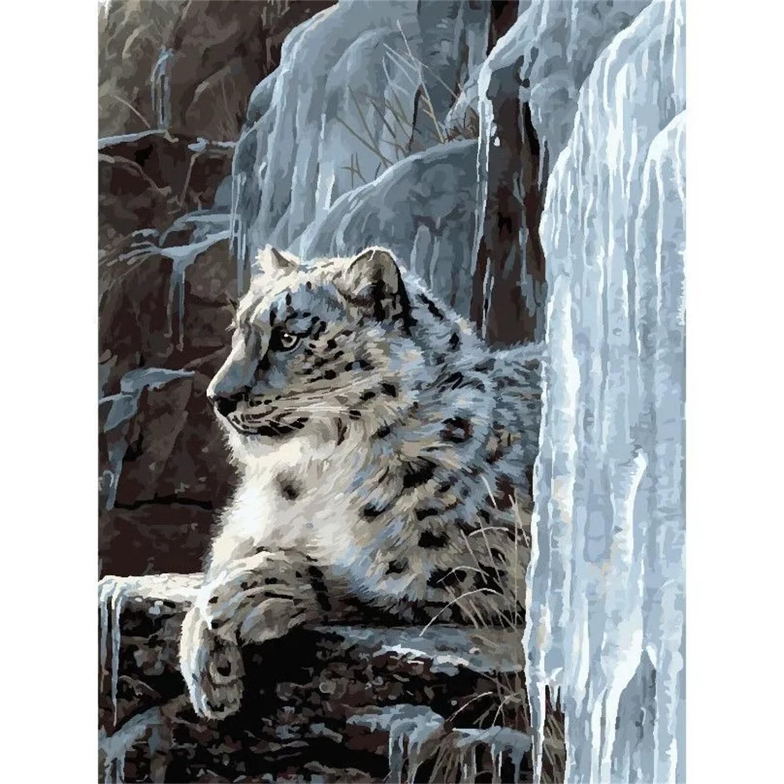 Lituor Frameless Snow Leopard Paint By Numbers For Adults,Without Frame,40X50cm Paint By Numbers,Diy Paint By Numbers For Adults Beginners With Brushes And Acrylic Pigment Canvas Oil Painting For Home Wall Decoration