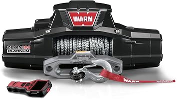 WARN Zeon 12-S Platinum 12V Winch 12,000 lb Capacity, 80ft Synthetic Rope | Spydura Synthetic Rope, Hawse Fairlead Advanced Wireless Remote, Heavy Duty, for Trucks, Jeeps, SUVs & Off-Road