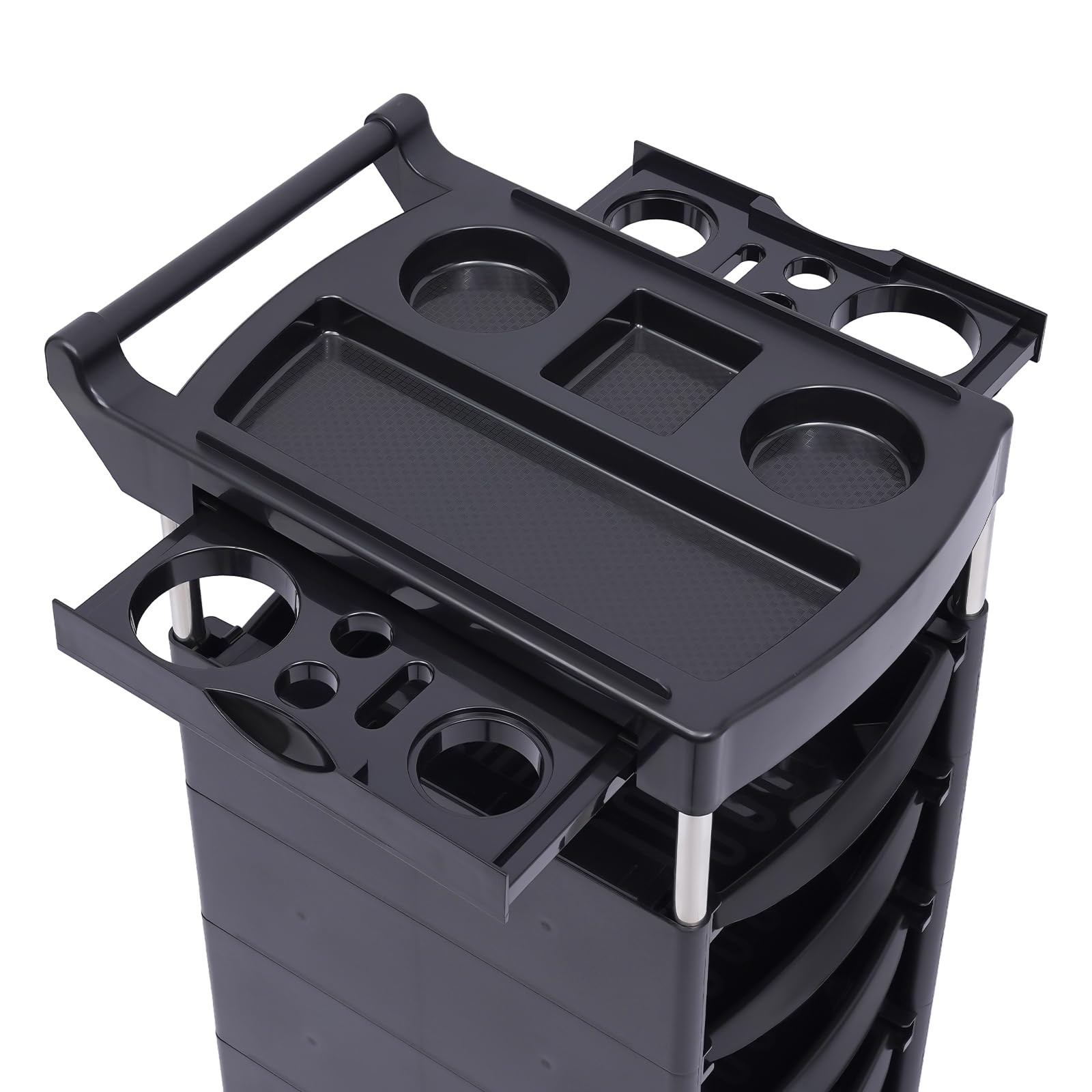 Carrito de salón Susoso, carro portátil con compartimento y rueda universal para tatuajes, carro de peluquería para el hogar con 5 cajones, negro