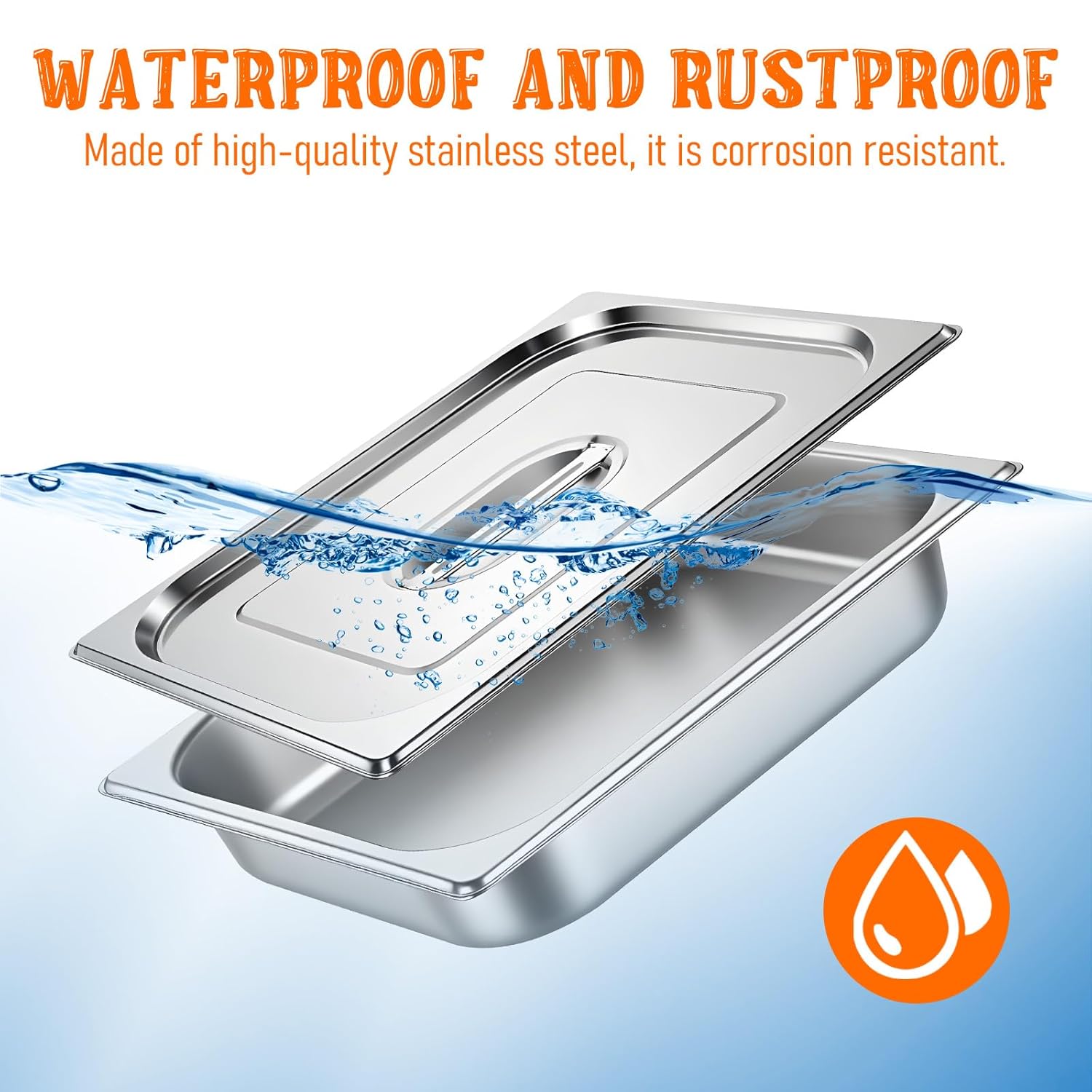 SHENLIU 4 Pack Hotel Pans with Lids, 2.5" Deep Stainless Steel Steam Table Pan 1/2 Size Anti-Jam Steam Pan Commercial Table Catering Storage Food Pans Buffet Warmer - Image 6