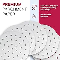 Vista 4 de Reli. Forros de papel pergamino para freidora de aire (400 unidades), color blanco, hojas desechables redondas de 9 pulgadas, papel pergamino