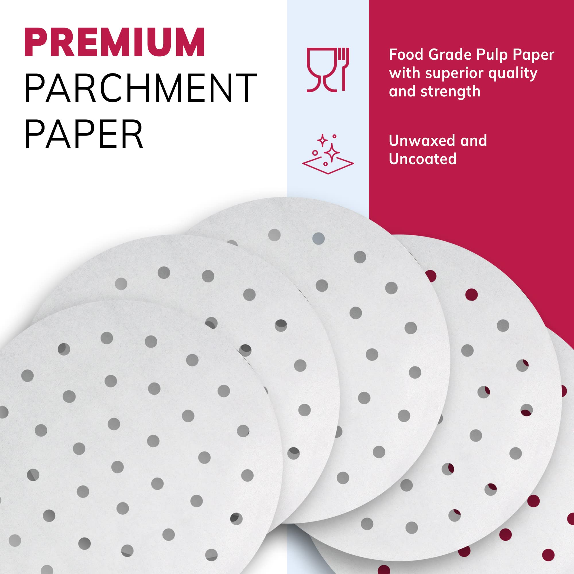 Papel de pergamino para freidora de aire, 9 pulgadas, redondo, blanco, 400 cspk