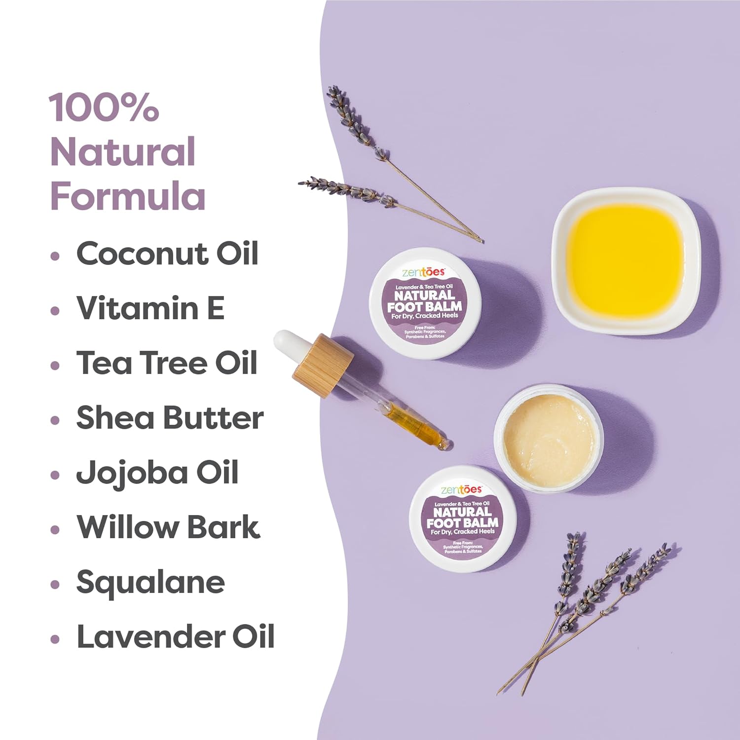 ZenToes Natural Foot Balm | Hydrating Cream for Dry, Cracked Heels & Feet | Enriched with Coconut, Tea Tree, Jojoba & Vitamin E Oils | Soothes & Softens Rough Skin | 2oz - Image 6