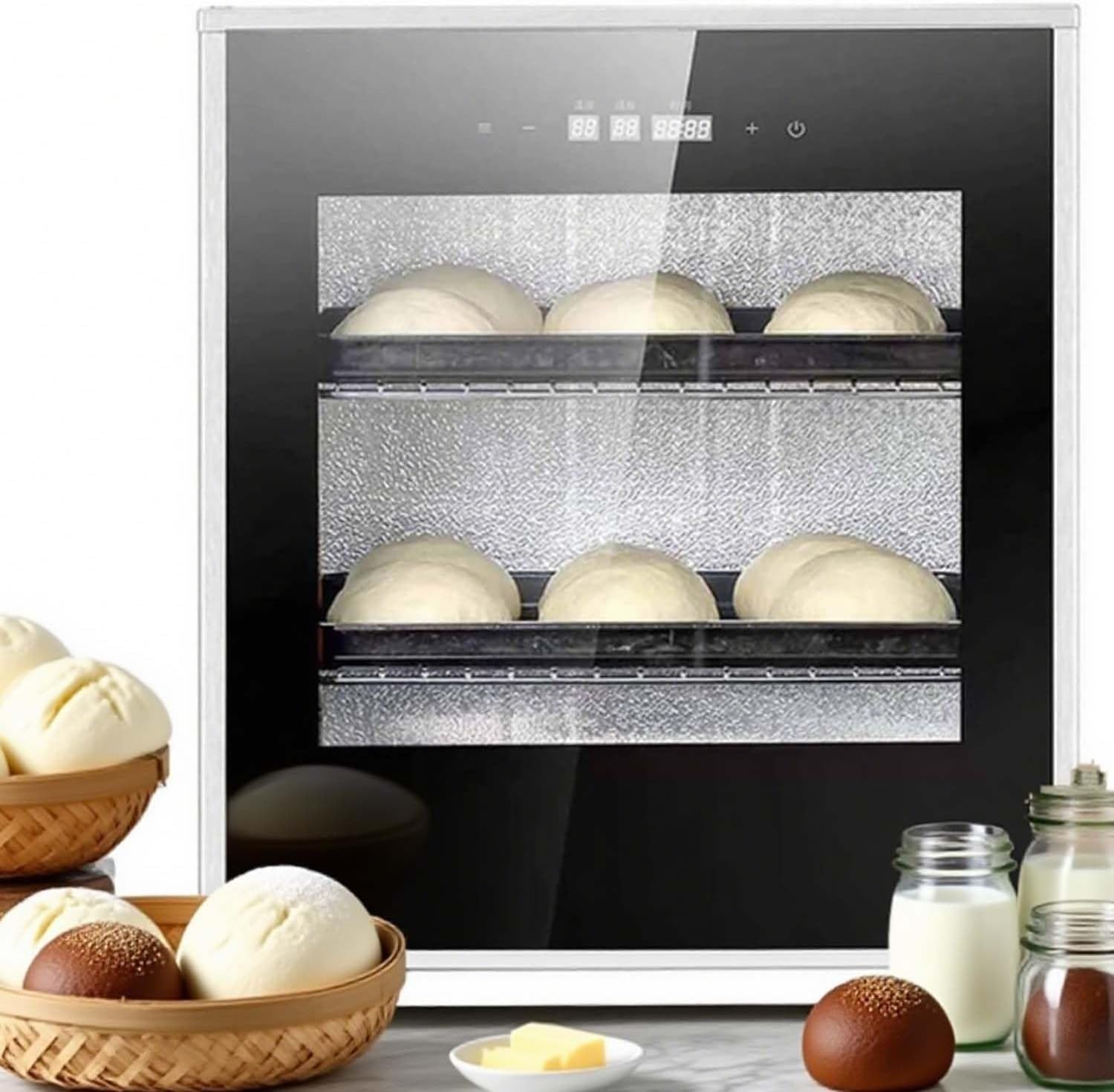 40L Bread Proofer Box, 260W Kitchen Dough Yogurt Bread Fermentation Machine, Compact Fermentation Incubator with 60～90% RH Humidity and 20-50°C Temperature Control, 24h Timer Baking Machine