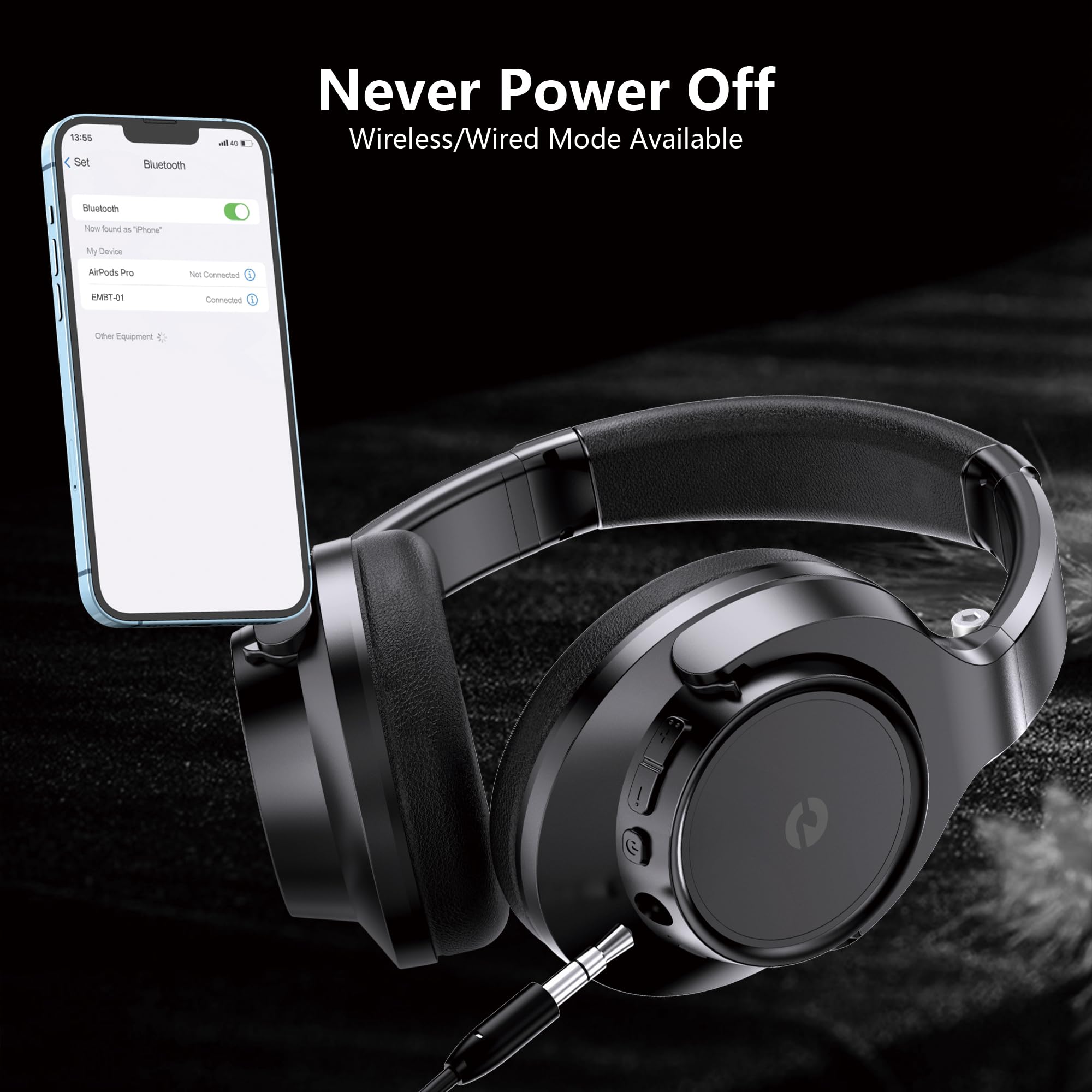 Cuffie wireless over-ear, 70 ore di riproduzione, cuffie wireless Bluetooth 5.1, modalità 3EQ e cuffie stereo Hi-Fi Bluetooth con bassi profondi, cuffie pieghevoli leggere con microfono per viaggio