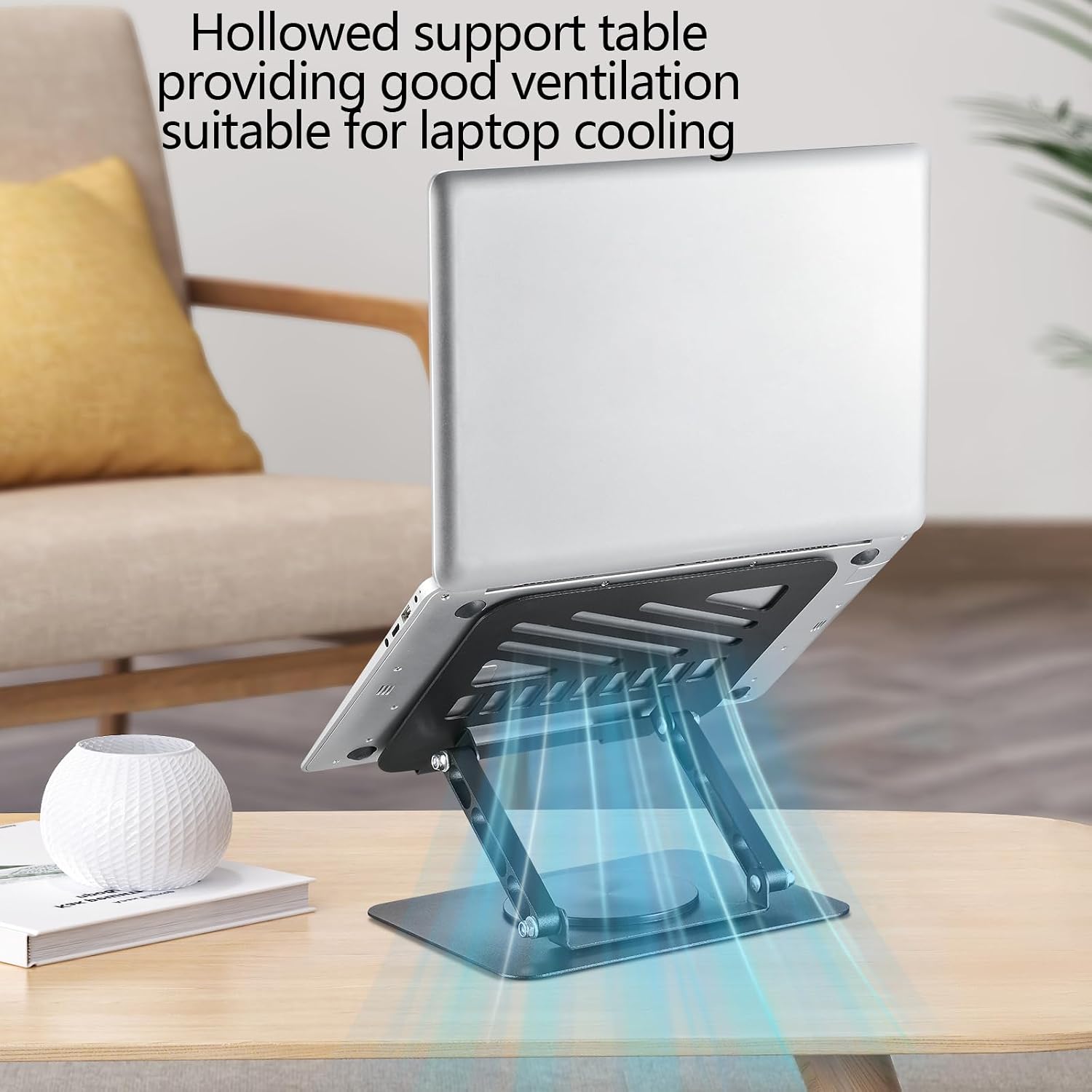 Laptop Stand for Desk Adjustable Computer Stand 360° Rotating with Hollow Ventilation Board Large Weight Capacity Laptop Riser Adjustable Height Laptop Stand for All 10" - 17'' Laptops