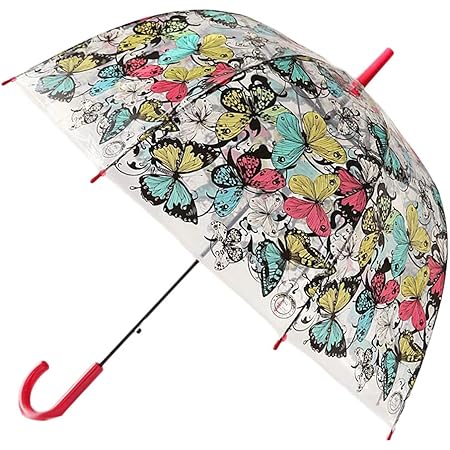 Amazon Co Jp レスリーチャン 長傘 透明な傘 花柄 バードケージ傘 梅雨対策 晴雨兼用 カサ かさ 傘 耐風 軽量 ワンタッチ 大きな 傘 ジャンプ傘 持ち手 おしゃれ かわいい ギフト 誕生日 プレゼント F レッド 服 ファッション小物