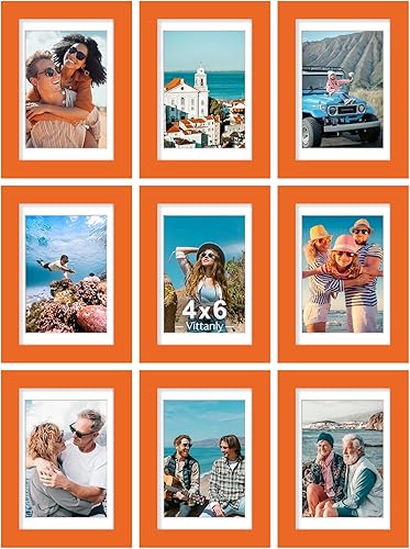 Vista 133 de Vittanly - Juego de 9 portarretratos, plexiglás resistente a rupturas, exhibe fotos de 12 x 12 pulgadas o, con paspartú, de 8 x 8 pulgadas, marcos