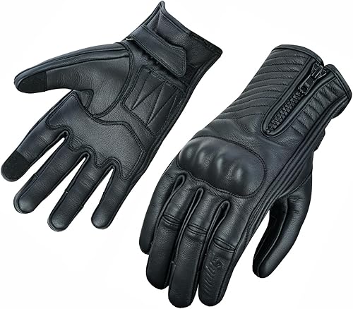 Miniatura 16 de Full Finger Leather Motorcycle Gloves for Men & Women Touch Screen Gloves Premium Street Motorcycle Durable Protective Cruiser Biker Gel Leather