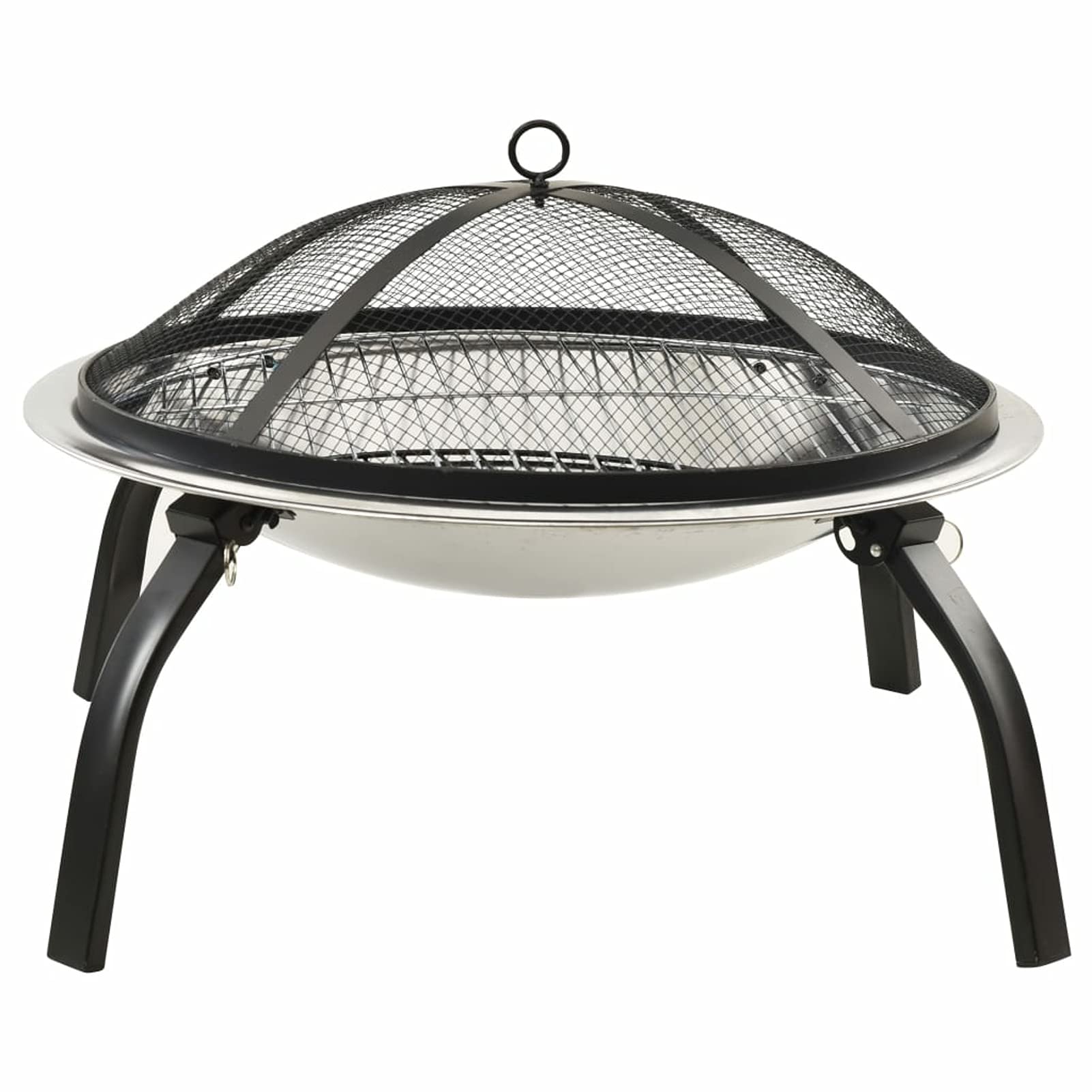 Homgoday Braciere e Barbecue 2 in 1 attizzatoio in acciaio inox 56 x 56 x 49 cm braciere esterno per giardino ciotola per falò all'aperto per giardini, cortili, parchi, cortili
