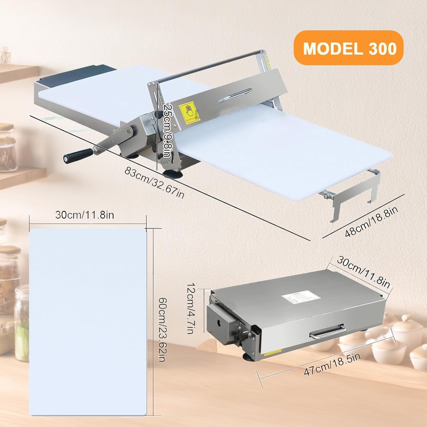 Máquina laminadora de masa plegable, laminadora manual, acero inoxidable con grosores ajustables, aplanador de fondant para equipos de panadería