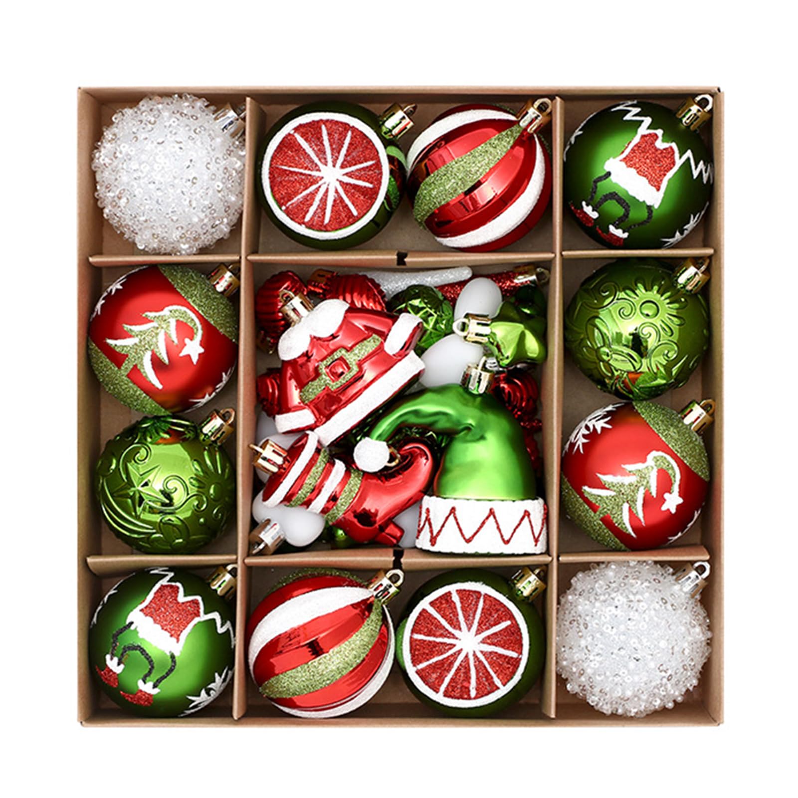 carotoe 46 Christmas Ball Ornament Set Sturdy Handcrafted Decorations for Festival Tree Styling Sturdy Christmas Tree Ornament
