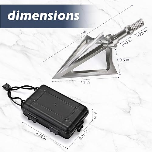 Miniatura 4 de Tiro con arco con 3 cabezas anchas de hoja fija, puntas de flecha de acero inoxidable, 100 granos, 1-18 pulgadas, cabeza de flecha premium, ballesta