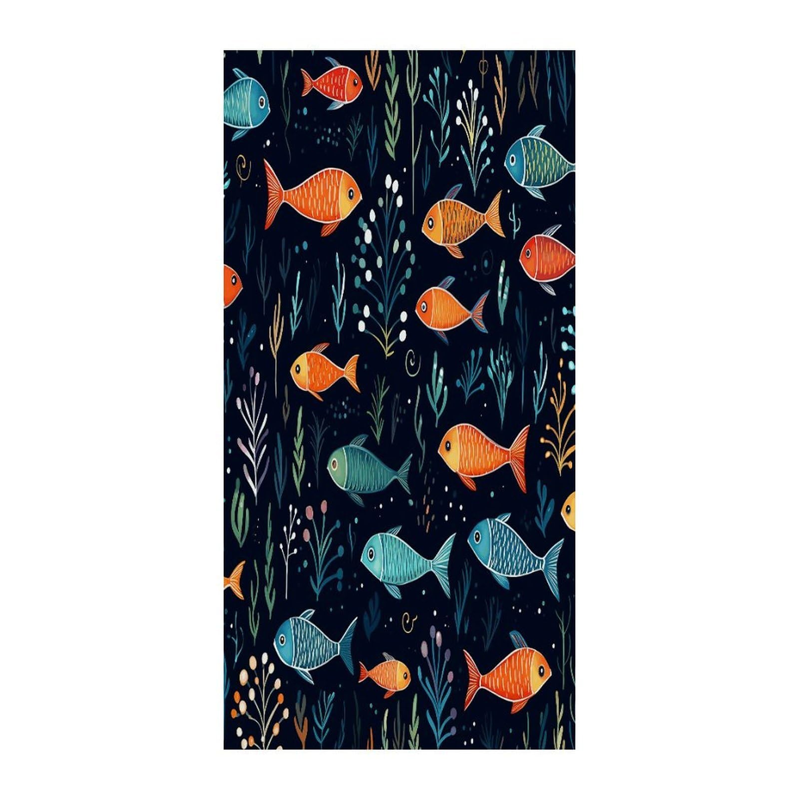 Fekiloot Style Small Fish Pattern Door Curtain Room Divider Curtains