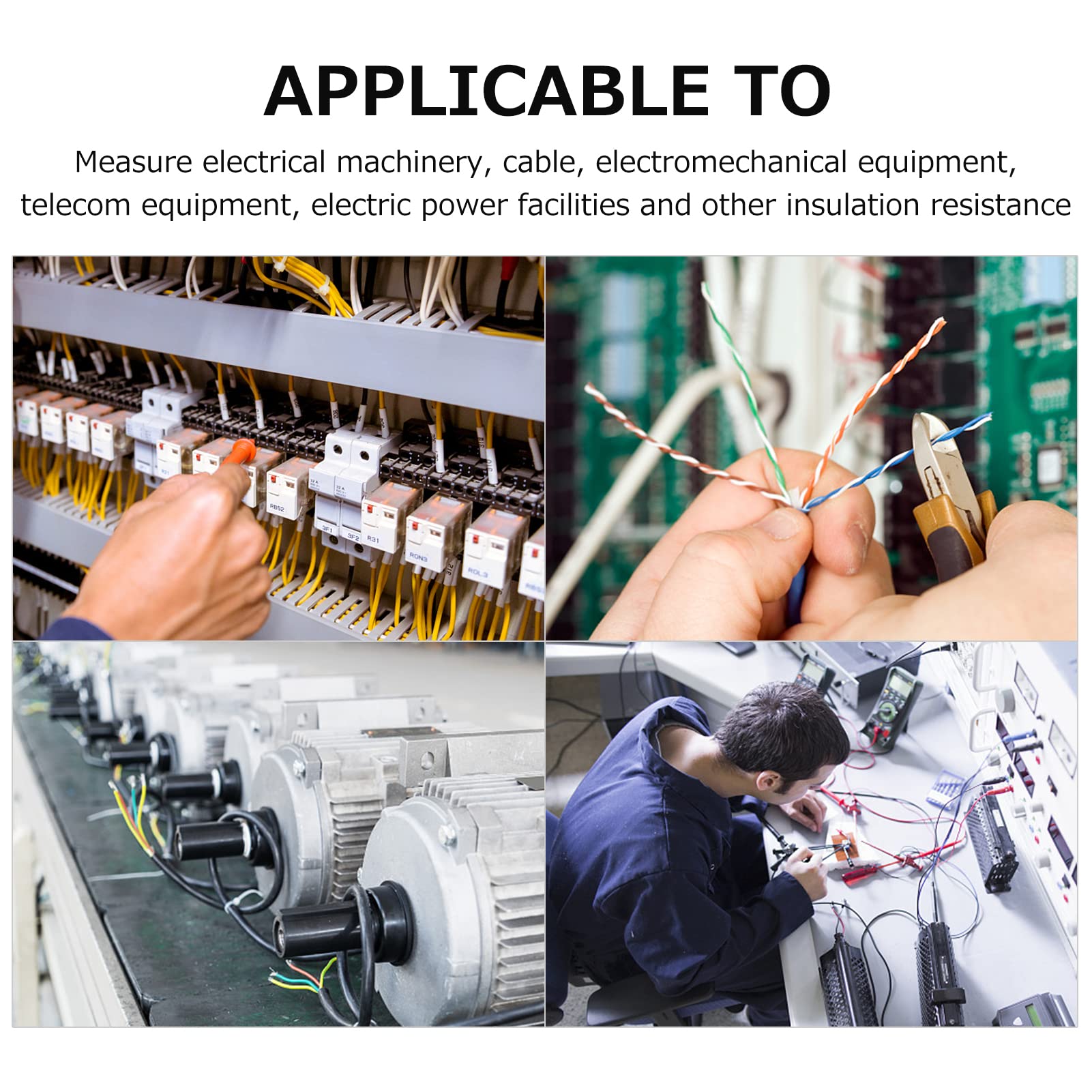 Digitales Isolationswiderstandsmessgerät mit LCD-Hintergrundbeleuchtung DC 250V/ 500V/ 1000V AC 750V Multifunktions-Isolationswiderstands-Messgerät-Kit mit Riemen/Schutzdeckel/Stoffbeutel.