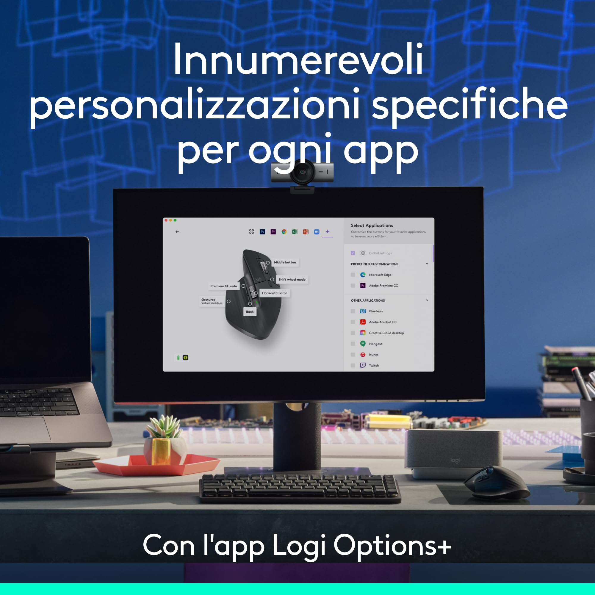 Logitech MX Master 3S 2025 - Mouse wireless Bluetooth ad alte prestazioni con scorrimento ultraveloce, Ergo, 8000 DPI, tracciamento su vetro, Windows, Linux, Chrome - Graphite - Vista 7