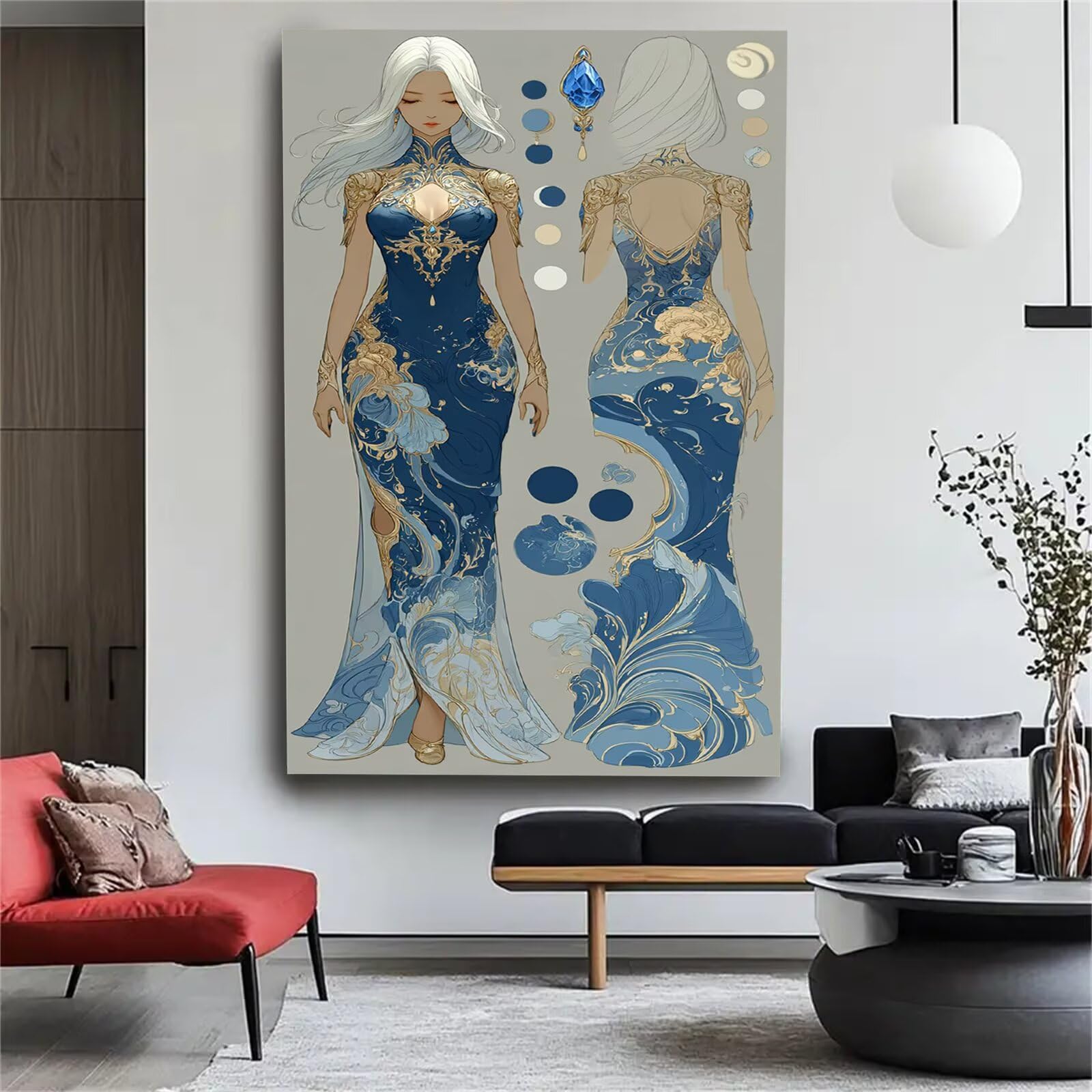 Malen nach Zahlen Erwachsene Großes Format 60x120cm, Karikatur Panorama DIY Malset Komplettset auf Leinwand, Ohne Rahmen Acryl Ölgemälde Malen nach Zahlen Mädchen, Geschenk für Frauen,w-1160k